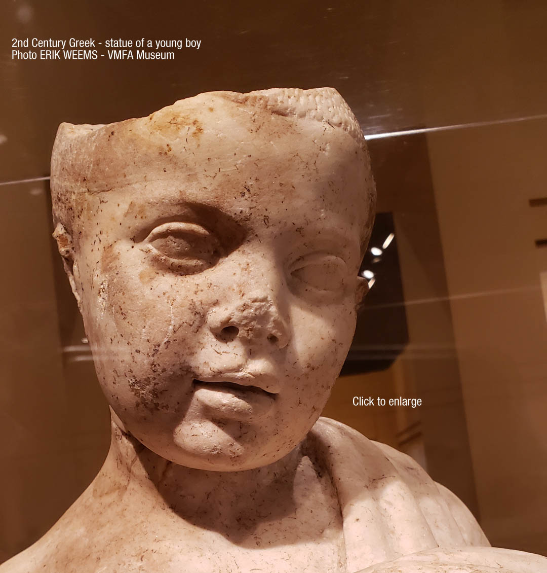 Detail of Statue of a young boy - Greek 2nd century