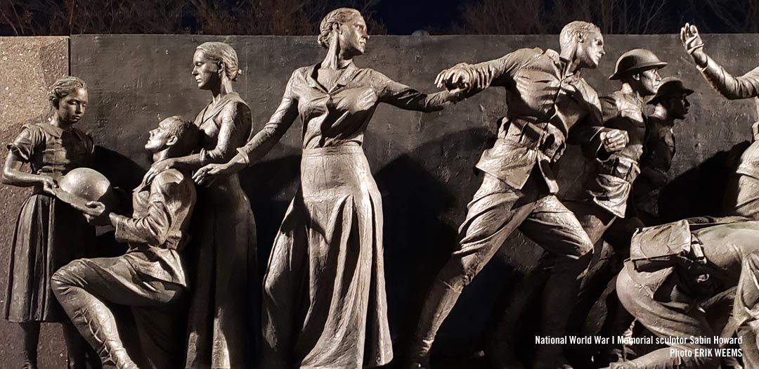 Click to enlarge - The World War 1 Memorial by sculptor Sabin Howard showing the home front The World War 1 Memorial by sculptor Sabin Howard
